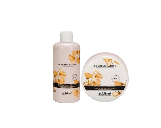 SUBLIMO - Douceur Nature - Shampoing et soin Réparation & Protection - Fleur de Calendula - 250ml & 150ml