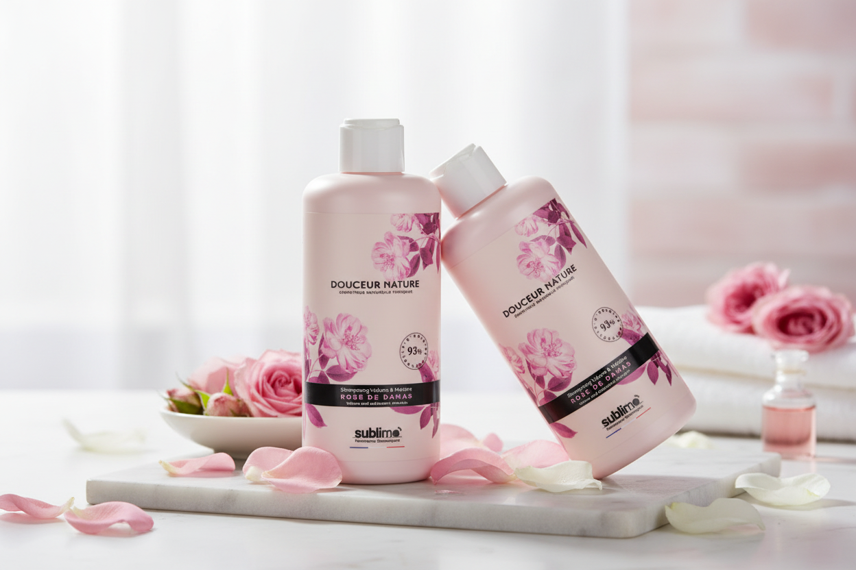 SUBLIMO – Douceur Nature – Duo Shampoing Volume & Matière - Rose de Damas – 250 ml