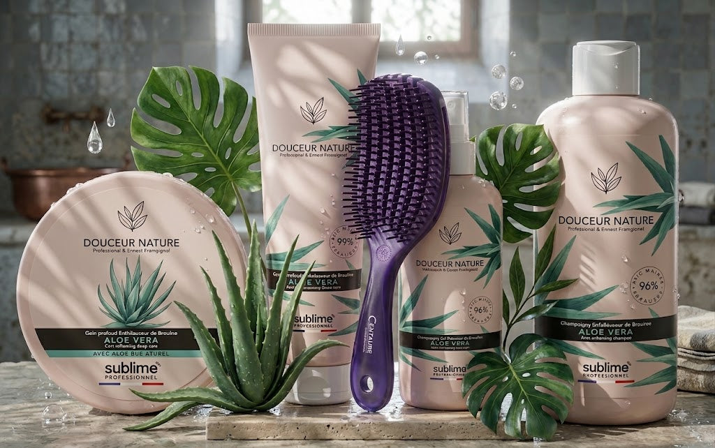 SUBLIMO - Gamme boucles- Aloé Vera – Routine complète hydratation & définition & Brosse Violet