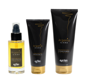 TRIO ARGANIA CARE – Shampoing Doux, Masque Onctueux & Élixir Sublimant à l’Or 24 Carats