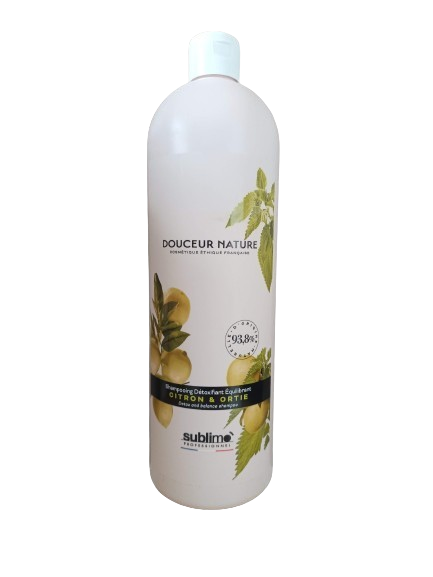 SUBLIMO – Douceur Nature – Shampoing Détoxifiant Équilibrant Citron & Ortie – 1 L