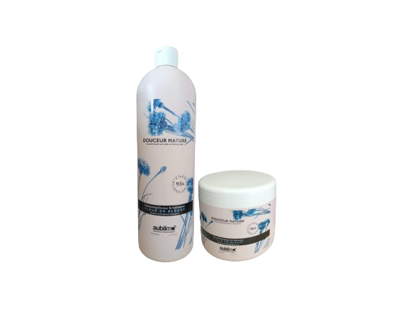 SUBLIMO - Douceur Nature - Shampoing & Soin Douceur & Hydratation - Fleur de Bleuet - 1L & 500ml