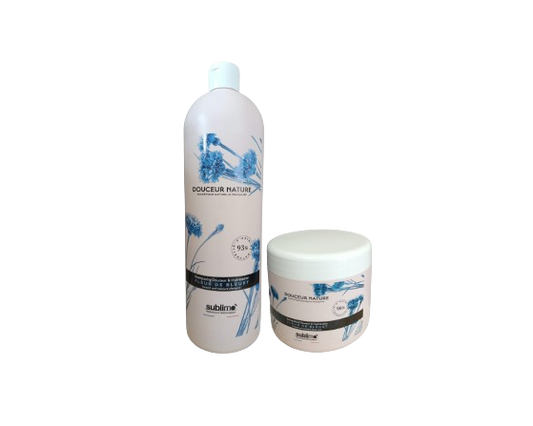 SUBLIMO - Douceur Nature - Shampoing & Soin Douceur & Hydratation - Fleur de Bleuet - 1L & 500ml