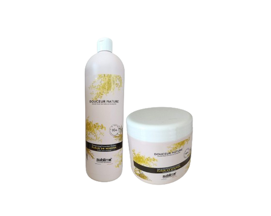 SUBLIMO - Douceur Nature - Shampoing & Soin Protection Couleur Fleur de Mimosa - 1L & 500ml