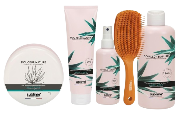 SUBLIMO - Gamme boucles- Aloé Vera – Routine complète hydratation & définition & Brosse Curly Orange