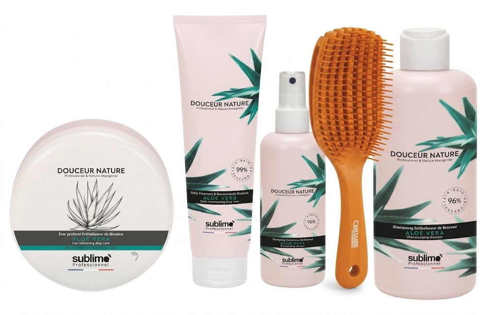 SUBLIMO - Gamme boucles- Aloé Vera – Routine complète hydratation & définition & Brosse Orange.