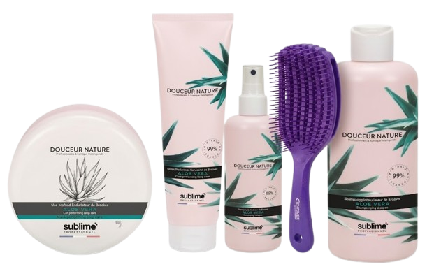 SUBLIMO - Gamme boucles- Aloé Vera – Routine complète hydratation & définition & Brosse Curly Violet